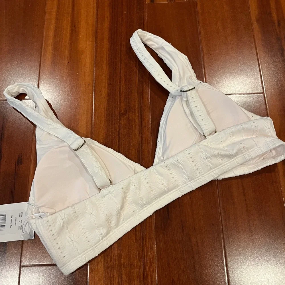 Andie White‎ Bikini Top Swim Belmar Coco Cream Eyelet Floral AT222 New Medium